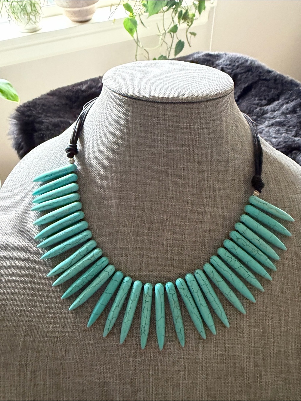 Turquoise Spike Bead Statement Necklace